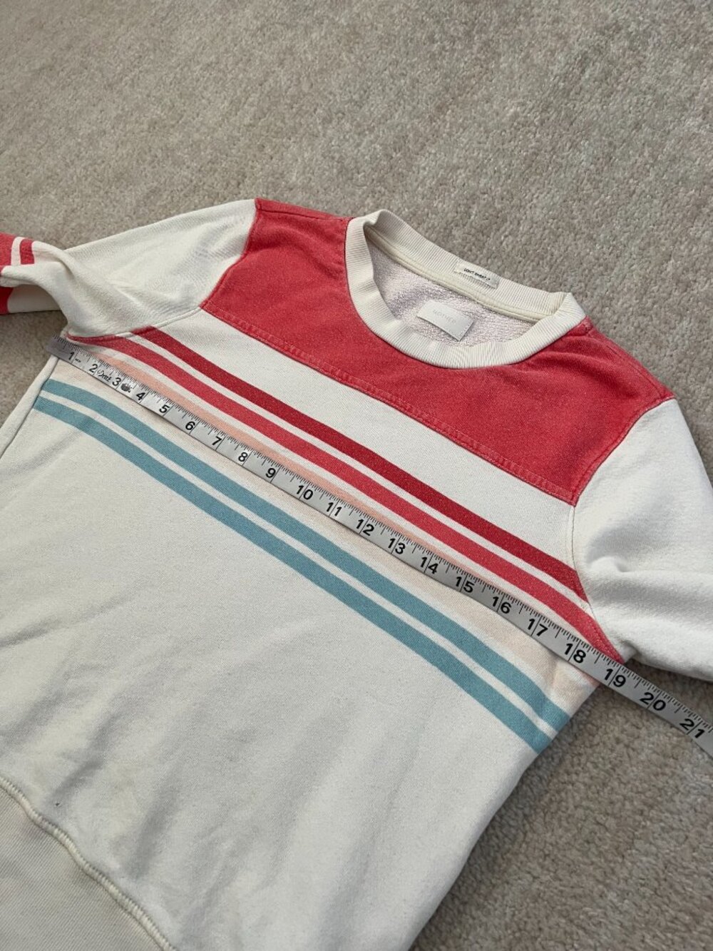 Mother The 1/2 & 1/2 Koozie Stripe Cotton Sweatshirt S - Picture 6 of 14
